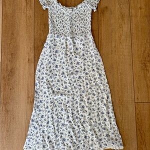 Reformation Murphy Blue Floral Smocked Midi Dress Cottagecore Love Shack Inspo